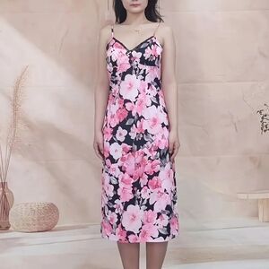 Floral Pink and Black Dress